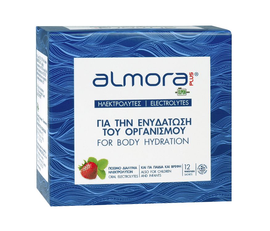 Almora Plus Electrolytes Body Hydration Συμπλήρωμα Διατροφής Ηλεκτρολύτες για Ενυδάτωση Οργανισμού με Γεύση Φράουλα 12 Φακελίσκοι