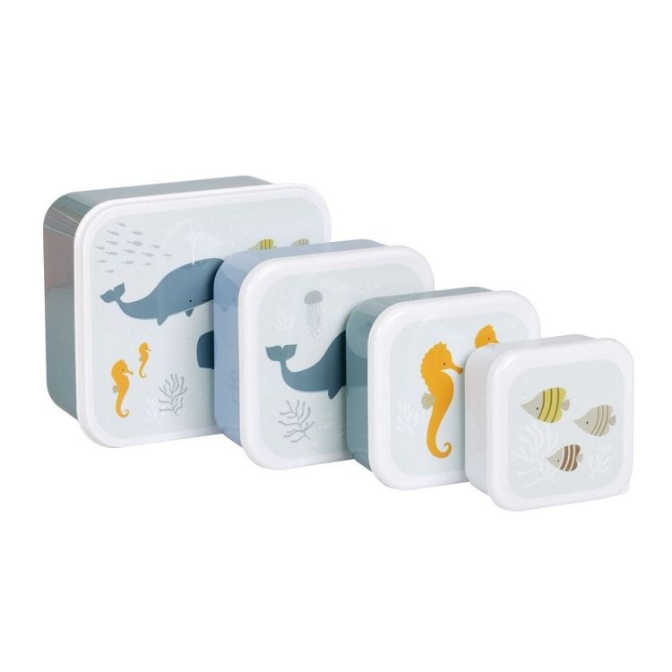 A little lovely company Σετ 4 δοχεία φαγητού Lunch & Snack Box Ocean