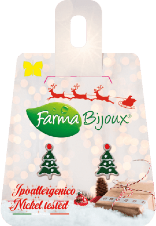 Farma Bijoux Σκουλαρίκια Υποαλλεργικά XMAS COLLECTION Χριστουγεννιάτικο δέντρο από ορείχαλκο με σμάλτο 1εκ.