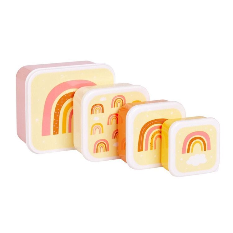 A little lovely company Σετ 4 δοχεία φαγητού Lunch & Snack Box Rainbows