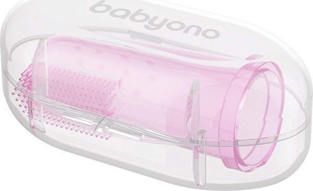 BabyOno Δαχτυλική οδοντόβουρτσα Διάφανη Ροζ
