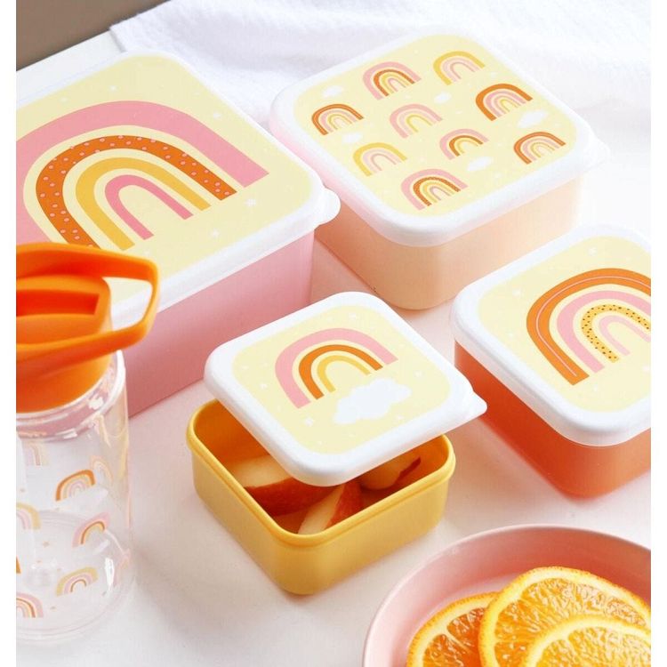 A little lovely company Σετ 4 δοχεία φαγητού Lunch & Snack Box Rainbows