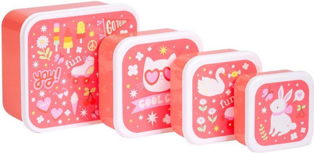 A little lovely company Σετ 4 δοχεία φαγητού Lunch & Snack Box Fun