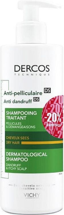 Dercos Anti Dandruff DS Σαμπουάν Kατά της Πιτυρίδας & της Ξηροδερμίας για Ξηρά Μαλλιά Μαλλιά 390ml