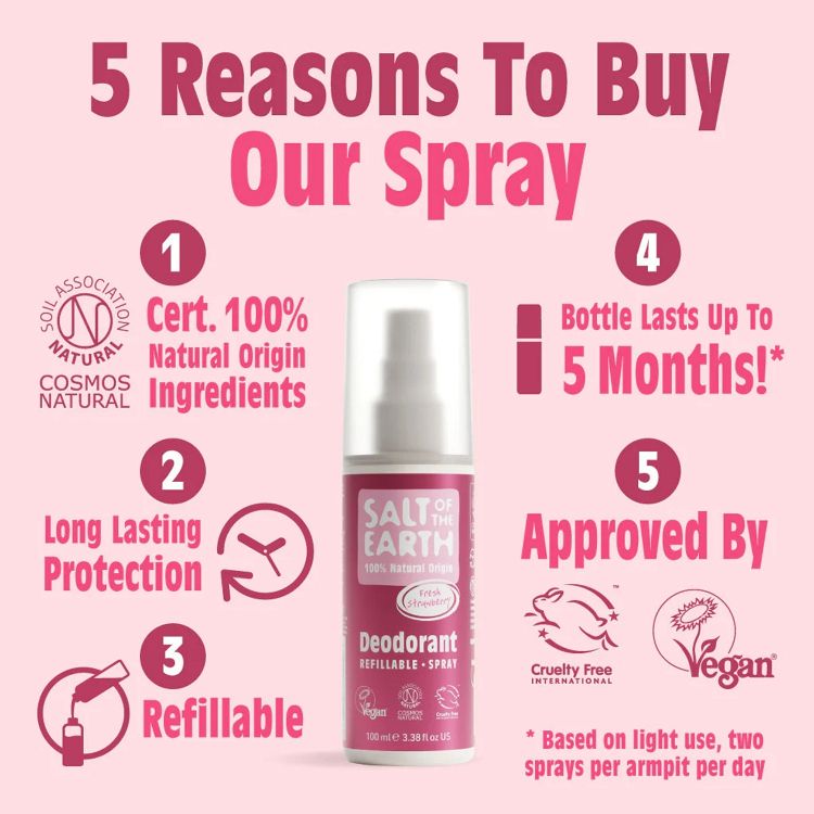 Salt of the Earth Fresh Strawberry Vegan Αποσμητικό, Επαναγεμιζόμενο Spray 100ml