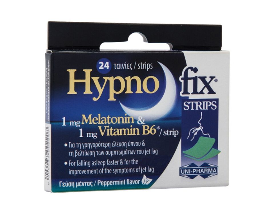 UniPharma Hypno Fix Strips Συμπλήρωμα Διατροφής με Μελατονίνη, 24 ταινίες