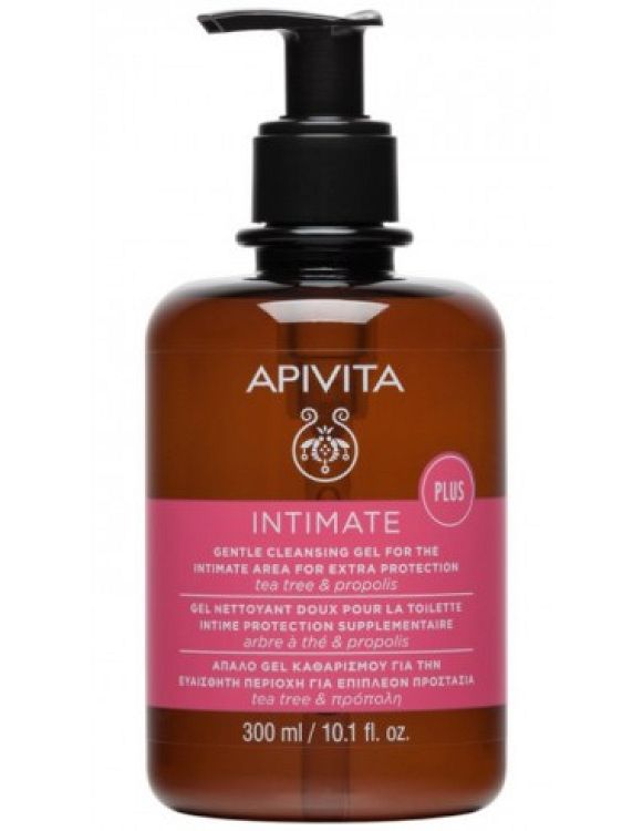Apivita Intimate Plus Απαλό Gel Καθαρισμού για την Ευαίσθητη Περιοχή για Επιπλέον Προστασία με tea tree & πρόπολη 300ml