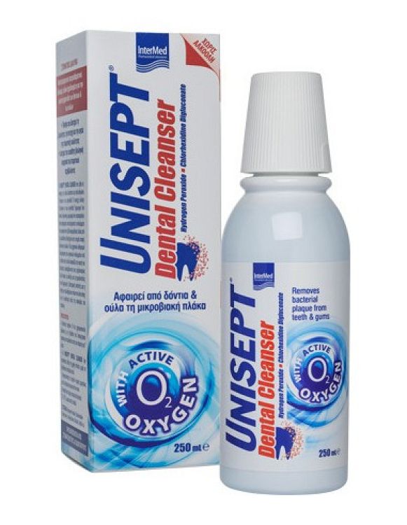 InterMed Unisept Dental Cleanser Mouthwash, Στοματικό Διάλυμα Αφαιρεί από Δόντια & Ούλα τη Μικροβιακή Πλάκα 250ml