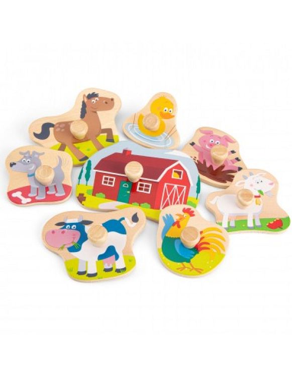 New Classic Toys Ξύλινο Παιδικό Puzzle Φάρμα 8pcs για 2+ Ετών