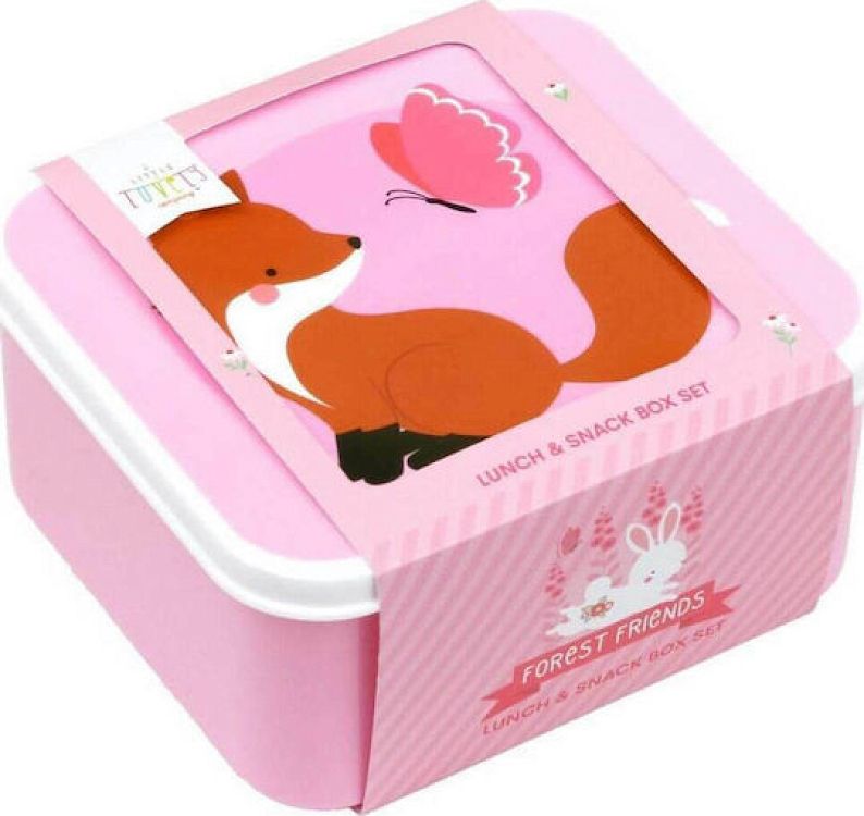 A little lovely company Σετ 4 δοχεία φαγητού Lunch & Snack Box Forest Friends Pink