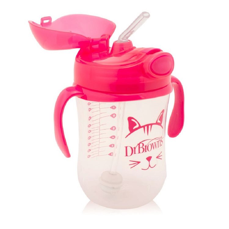 Dr. Brown's Baby's First Straw Cup Κύπελλο με καλαμάκι & λαβές 6m+ Ροζ 270ml