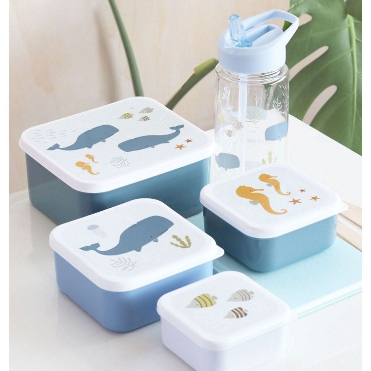 A little lovely company Σετ 4 δοχεία φαγητού Lunch & Snack Box Ocean