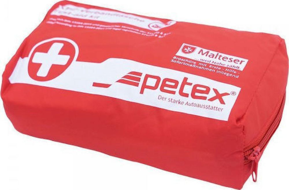 PETEX Φαρμακείο Πρώτων Βοηθειών Αυτοκινήτου με Εξοπλισμό Σε Πλαστικό Κουτί & Βασικές Οδηγίες Πρώτων Βοηθειών