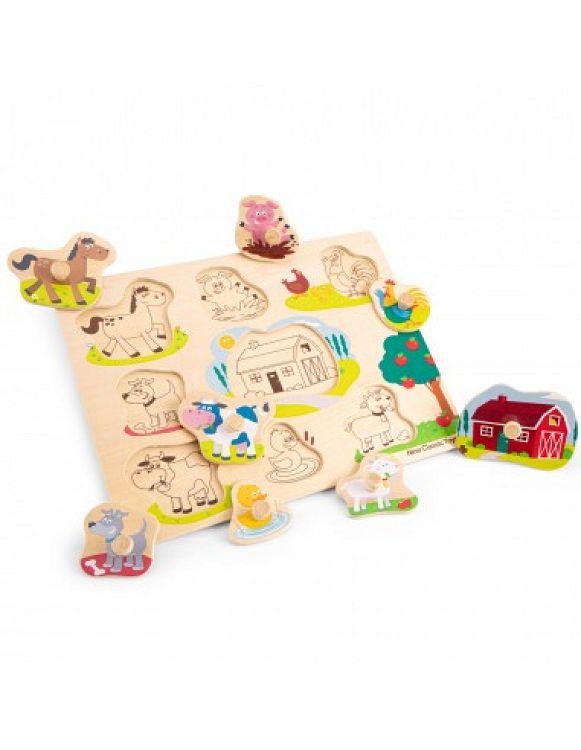 New Classic Toys Ξύλινο Παιδικό Puzzle Φάρμα 8pcs για 2+ Ετών
