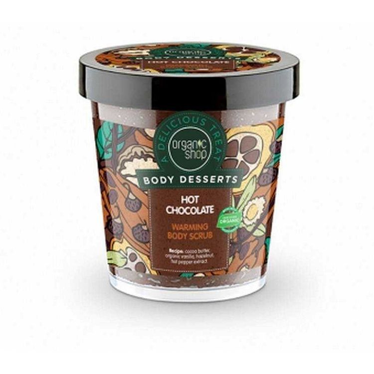 Organic Shop Body Desserts Hot Chocolate (Ζεστή σοκολάτα) Θερμαντικό απολεπιστικό σώματος (προϊόν που προκαλεί θερμότητα), 450ml