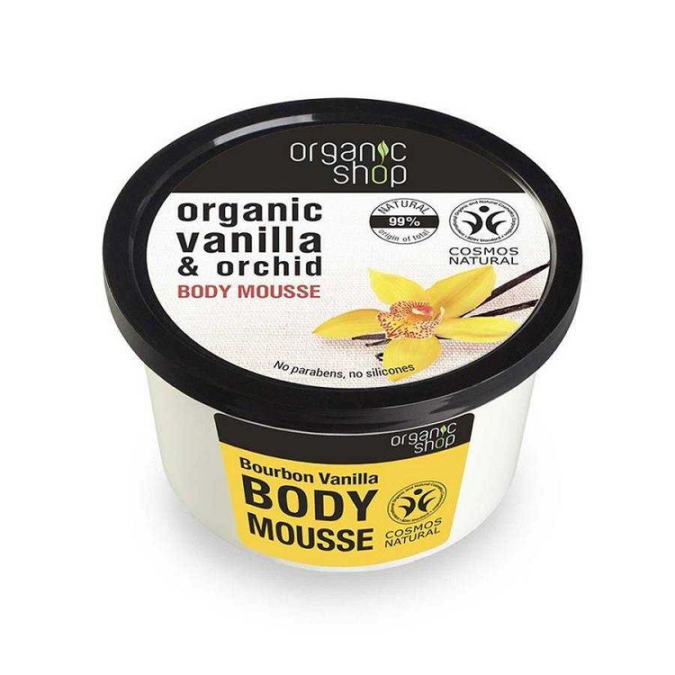 Organic Shop Bourbon Vanilla Body Mousse, Βιολογική  Βανίλια & Ορχιδέα, Body Mousse, 250ml