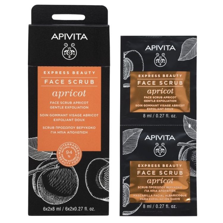 APIVITA Express Beauty Face Scrub Apricot Scrub Προσώπου Βερίκοκο για Ήπια Απολέπιση 2x8ml