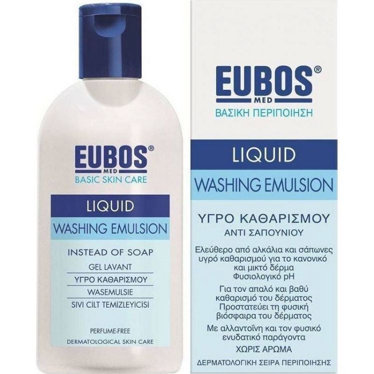 Eubos Basic Care Liquid Washing Emulsion Blue Υγρό Καθαρισμού Προσώπου & Σώματος Χωρίς Άρωμα 200ml