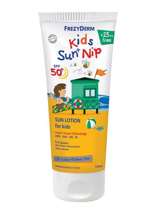 Frezyderm Frezy Kid's Sun Nip SPF50+ Παιδικό Αντηλιακό με Εντομοαπωθητικές Ιδιότητες 175ml