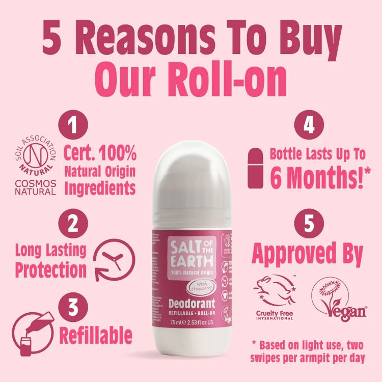 Salt of the Earth Sweet Strawberry Vegan Αποσμητικό, Επαναγεμιζόμενο Roll-On 75ml