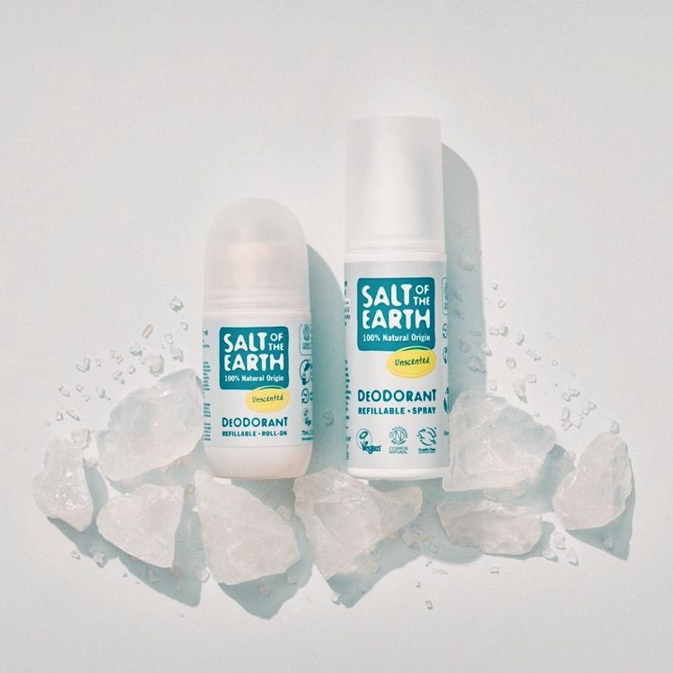 Salt of the Earth Unscented Vegan Αποσμητικό, Επαναγεμιζόμενο Roll-On Χωρίς Άρωμα 75ml