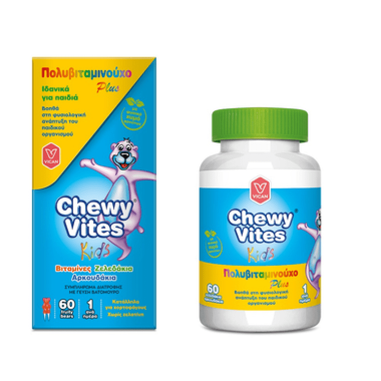 Chewy Vites Kids MultiVitamin Plus Συμπλήρωμα Διατροφής για Παιδιά Πολυβιταμινούχο Plus με Γεύση Βατόμουρο 60 Μασώμενα Ζελεδάκια