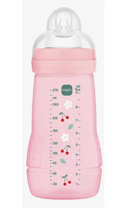 Mam Πλαστικό Μπιμπερό Easy Active Κατά των Κολικών με Θηλή Σιλικόνης Ροζ Γατάκι 270ml για 2+ μηνών