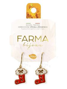 Farma Bijoux Υποαλλεργικά Σκουλαρίκια Κρεμαστές Χριστουγεννιάτικες Κάλτσες 25mm