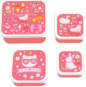 A little lovely company Σετ 4 δοχεία φαγητού Lunch & Snack Box Fun