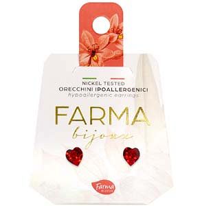 Farma Bijoux Υποαλλεργικά Σκουλαρίκια Καρδιές Κόκκινες 5mm