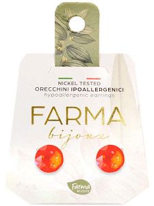 Farma Bijoux Υποαλλεργικά Σκουλαρίκια Κρύσταλλα Πορτοκαλί 8,3mm