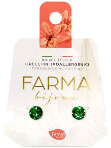 Farma Bijoux Υποαλλεργικά Σκουλαρίκια Κρύσταλλο Σμαραγδί 6,2mm