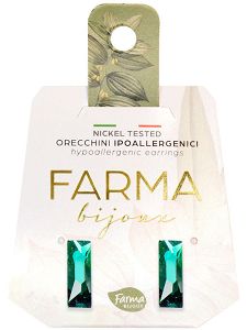 Farma Bijoux Υποαλλεργικά Σκουλαρίκια Κρύσταλλο Σμαραγδί 12*4mm