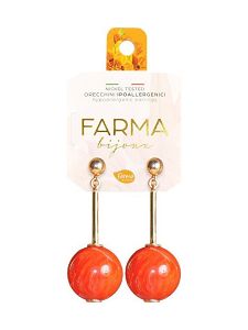Farma Bijoux Υποαλλεργικά Σκουλαρίκια Κρεμαστά Coral Sphere Gold L50mm