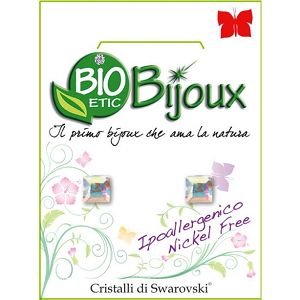 Farma Bijoux Υποαλλεργικά Σκουλαρίκια Κρύσταλλα Τετράγωνα 4mm