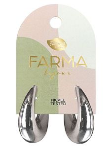 Farma Bijoux Υποαλλεργικά Σκουλαρίκια Κρίκοι Ασημί Οβάλ 30x25mm
