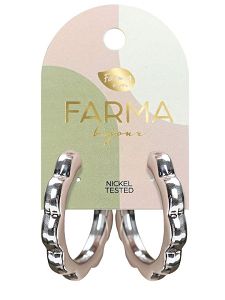 Farma Bijoux Υποαλλεργικά Σκουλαρίκια Ασημί Κρίκοι Λουλούδι 32x30mm