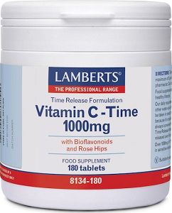 Lamberts Vitamin C Time Βιταμίνη για Ενίσχυση του Ανοσοποιητικού, τo Δέρμα & Αντιοξειδωτική δράση 1000mg 180 ταμπλέτες