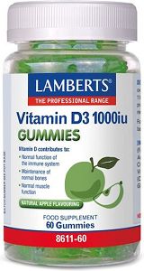 Lamberts Vitamin D3 Βιταμίνη για Ενίσχυση του Ανοσοποιητικού & την Υγεία των Οστών 1000iu Μήλο 60 ζελεδάκια