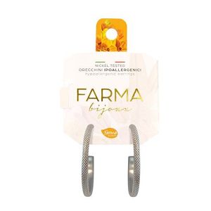 Farma Bijoux Υποαλλεργικά Σκουλαρίκια Κρίκοι Ασημί Ανάγλυφοι 40,0mm 1 τμχ