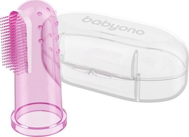 BabyOno Δαχτυλική οδοντόβουρτσα Διάφανη Ροζ