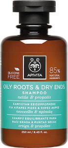 Apivita Oily Roots & Dry Ends Nettle & Propolis Σαμπουάν Αναδόμησης/Θρέψης & Ενυδάτωσης για Λιπαρά Μαλλιά 250ml