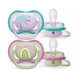 Philips Πιπίλα Σιλικόνης Νυκτός Ultra Air για 0-6 μηνών Sun/Rainbow Lilac/Green