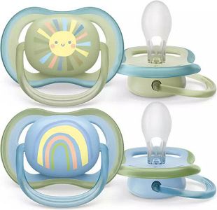 Philips Πιπίλα Σιλικόνης Ultra Air για 0-6 μηνών Sun/Rainbow Green/Light Blue