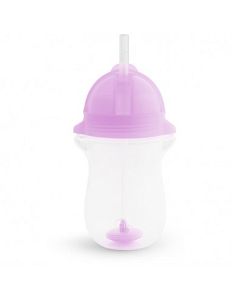 MUNCHKIN Tip & Sip Straw Cup Tall , Ποτήρι με Καλαμάκι & Βαρίδι που δε Χύνεται, Μωβ - 296ml