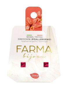 Farma Bijoux Υποαλλεργικά Σκουλαρίκια Κρύσταλλα Κόκκινα Τετράγωνα 4mm