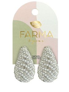 Farma Bijoux Υποαλλεργικά Σκουλαρίκια Σταγόνες με Κρύσταλλα & Στρας 35mm