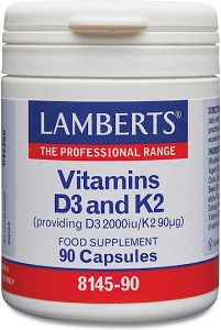 Lamberts Vitamins D3 & K2 Βιταμίνη για Ενίσχυση του Ανοσοποιητικού & την Υγεία των Οστών 2000iu 90mcg 90 κάψουλες