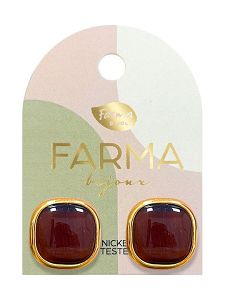 Farma Bijoux Σκουλαρίκια με Πέτρες Καφέ