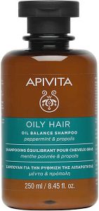 Apivita Oil Balance Peppermint & Propolis Σαμπουάν κατά της Σμηγματορροϊκής Δερματίτιδας για Λιπαρά Μαλλιά 250ml
